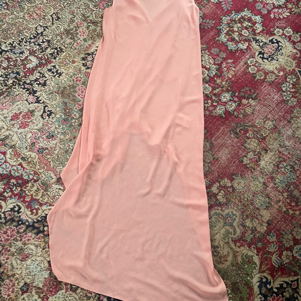 BCBG Max Azria Peach Asymmetrical Draped Sleeveless Dress Hi Low M - Picture 8 of 8